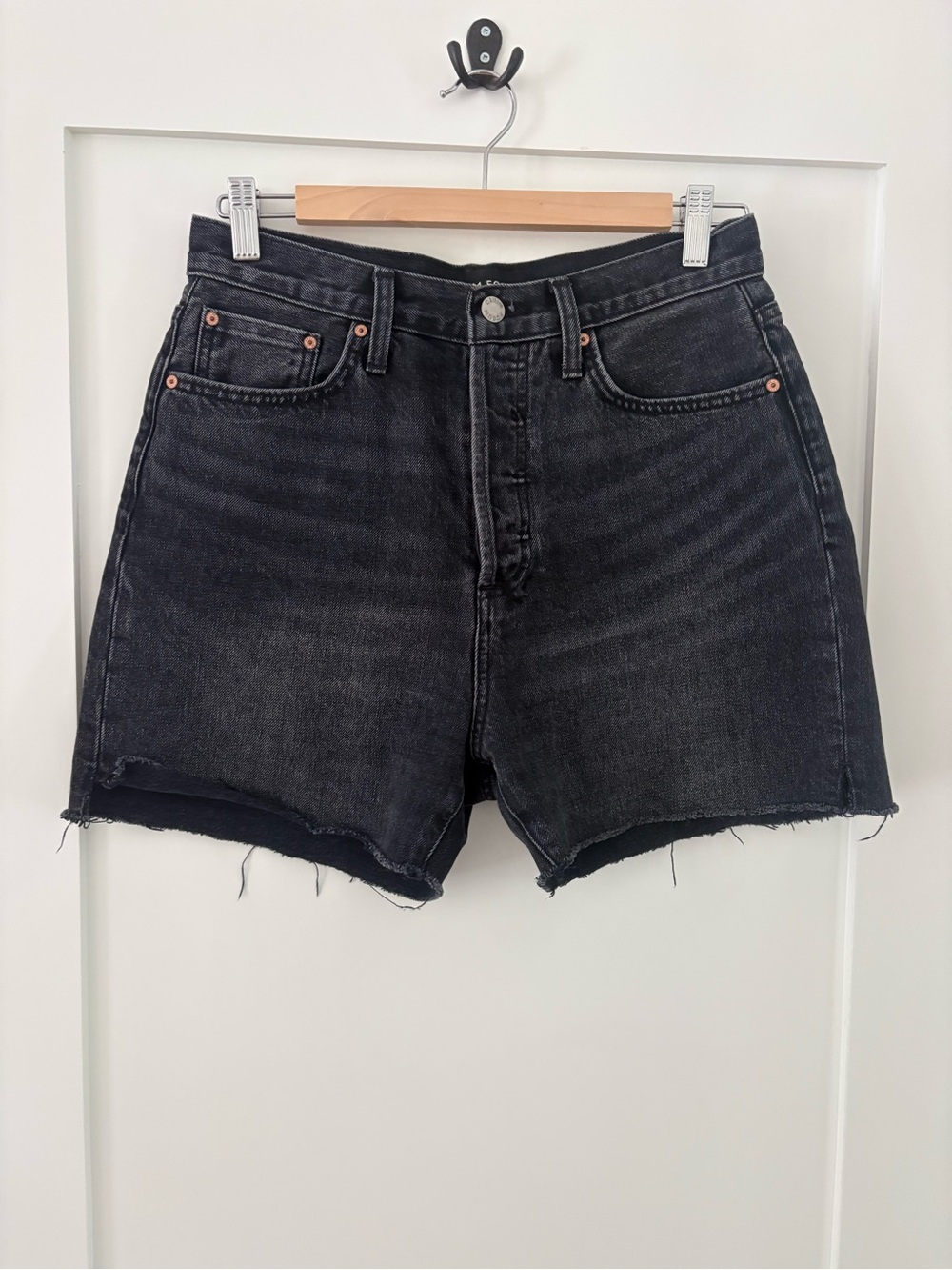 Denim Forum Aritzia the Yoko Mid Thigh Short black gray wash sz 28